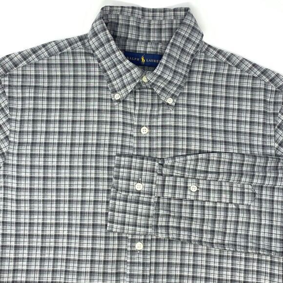 Ralph Lauren Other - Ralph Lauren Black, Grey & White Plaid Cotton Mens Long Sleeve Shirt Size Medium
